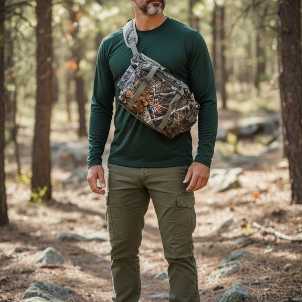 Camouflage Sling Backpack Crossbody in Moss Green